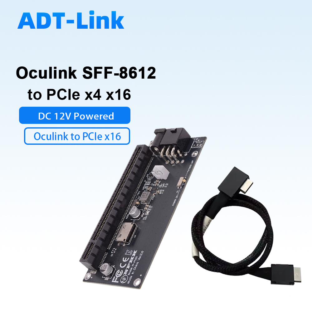 Pcie 4.0 X16 Riser Cable 90 Degree - Oculink SFF-8612 naar PCIe X4 X16