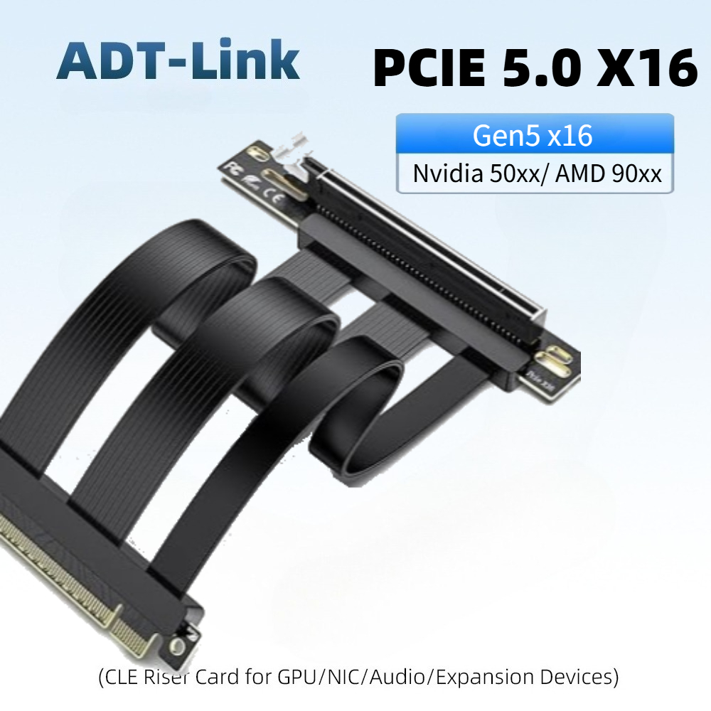 Pcie 4.0 X16 Riser Cable 90 Degree - PCIe 5.0 x16 Riserkabel, perfect voor