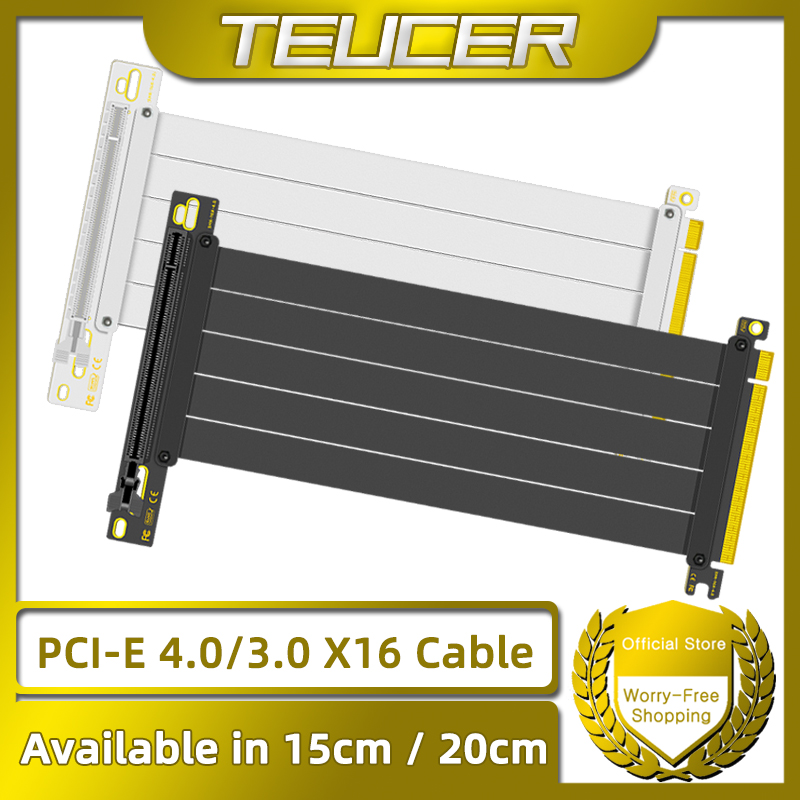 Pcie 4.0 X16 Riser Cable 90 Degree - TEUCER PCI-E 4.0 X16 Riser-kabel Videokaartuitbreiding