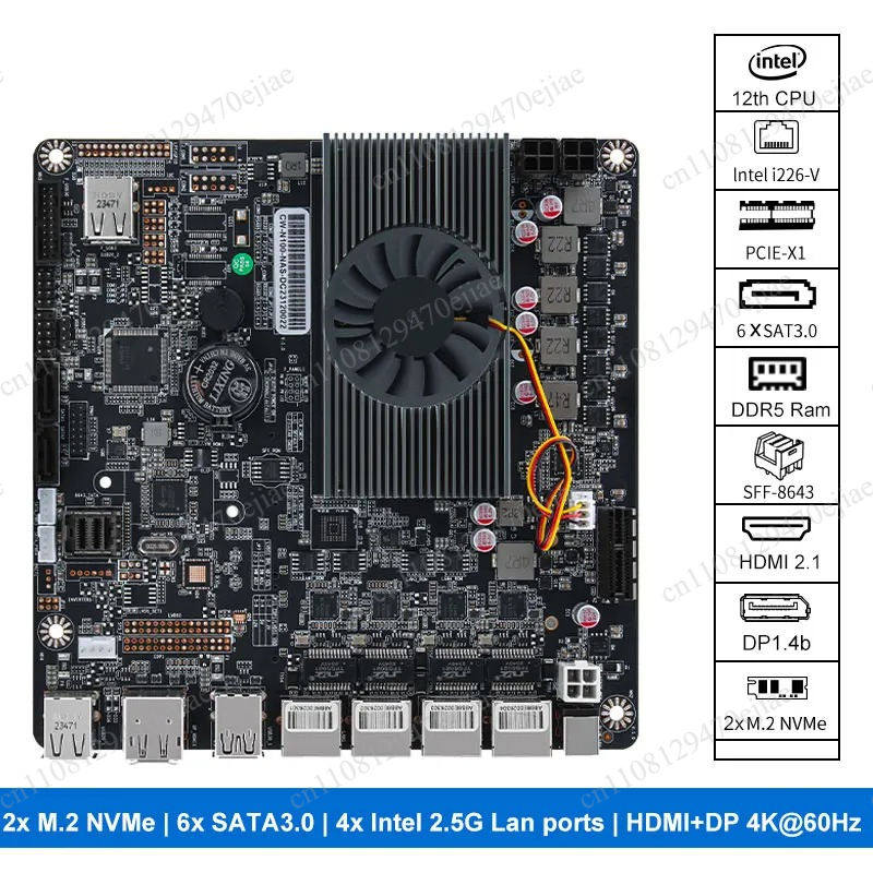 Nas Motherboard N100 6 Sata - N100 Mini ITX NAS moederbord DDR5,