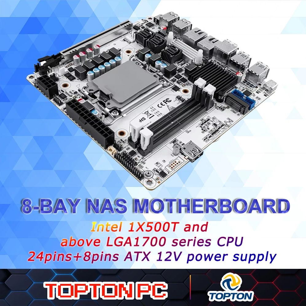 Lga 1700 Ddr5 Itx Motherboard - 8-bay NAS Mini ITX-moederbord (LGA1700 12e/13e/14e