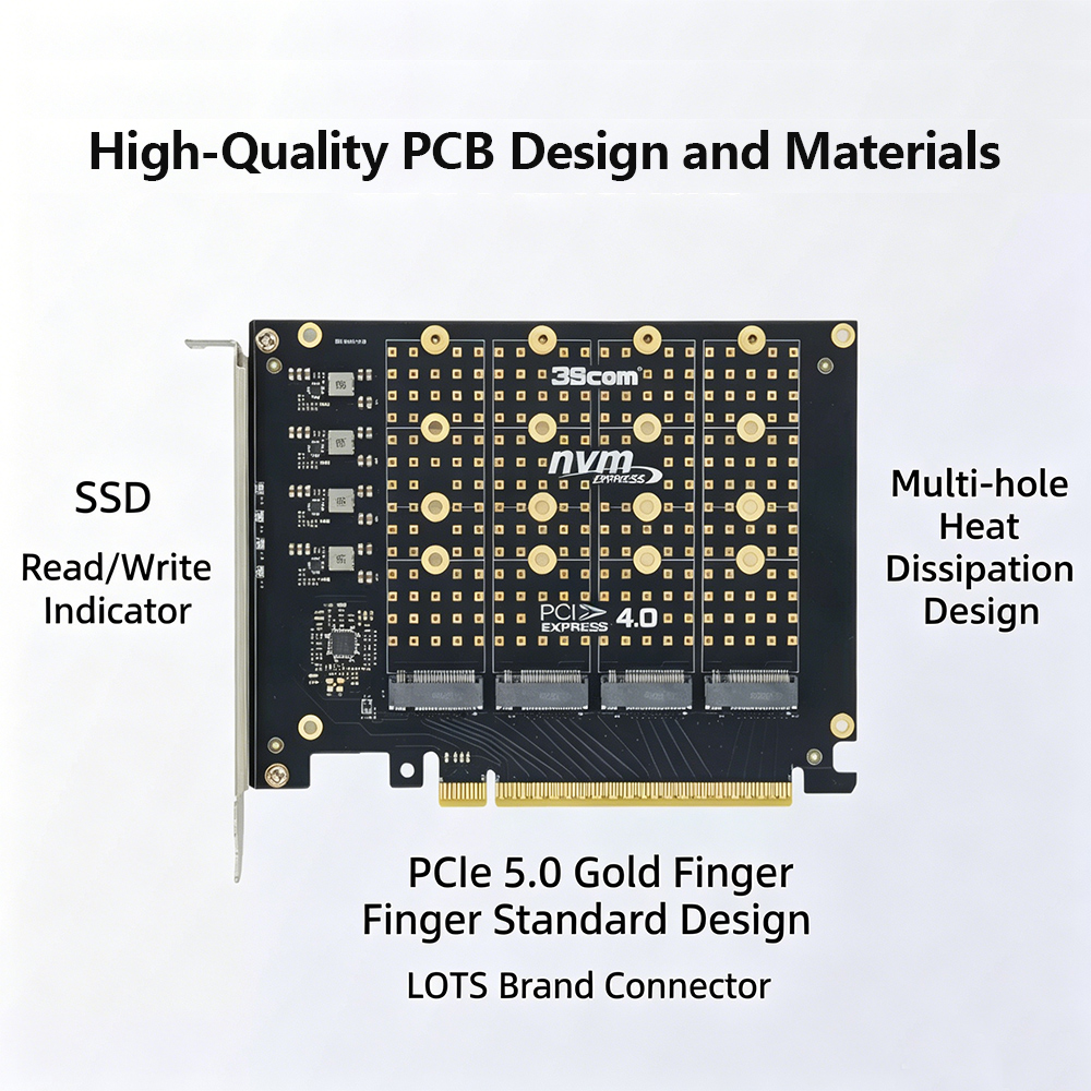 PCIe 4.0 X16 naar 4-poorts NVM - Quad M.2 Nvme Pcie Bifurcation Card recensie en prijs