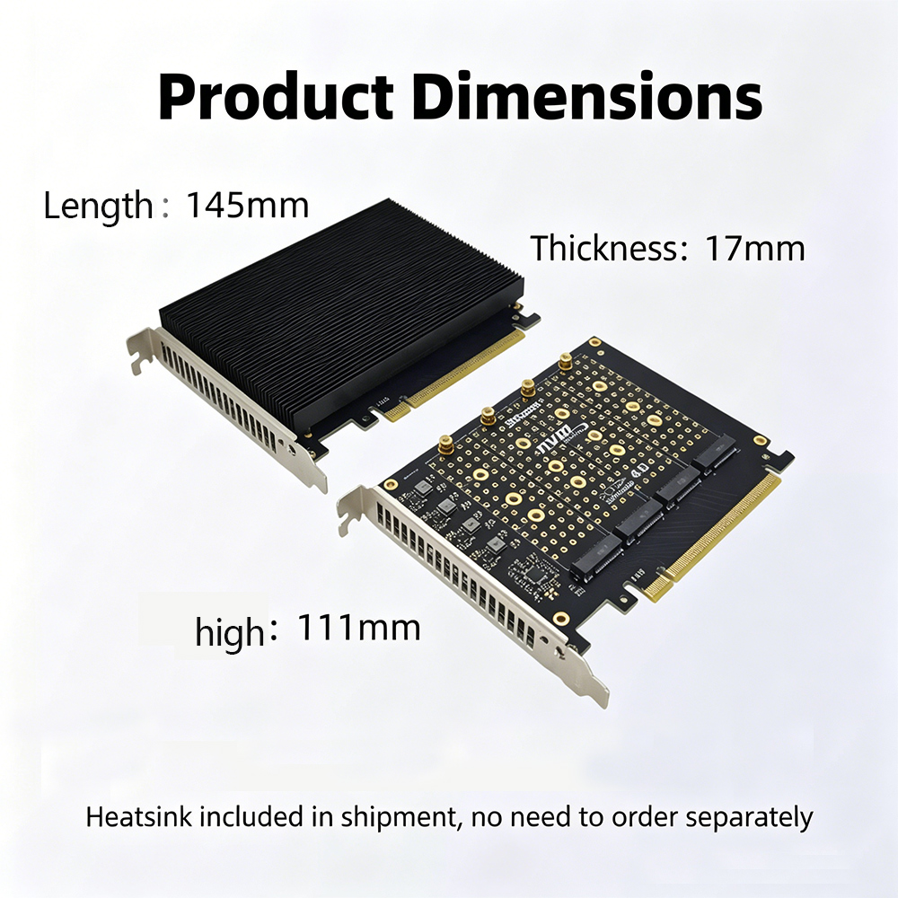PCIe 4.0 X16 naar 4-poorts NVM - Quad M.2 Nvme Pcie Bifurcation Card recensie en prijs