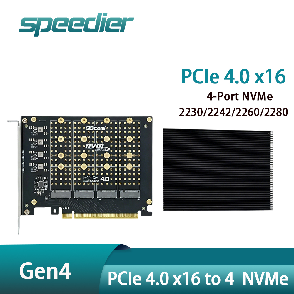 PCIe 4.0 X16 naar 4 NVMe M.2 S - Quad M.2 Nvme Pcie Bifurcation Card recensie en prijs