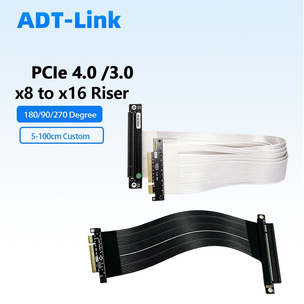 ADT-Link PCIe 4.0/3.0 X8 naar  - Pcie 4.0 X16 Riser Cable 90 Degree recensie en prijs